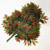 フェイクオリーブツリーフラワーブランチフラワーシルクグリーン赤い色の葉の結婚式のための家の装飾的な人工植物