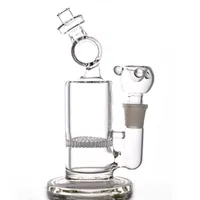 Unique Bongs Water Pipes Honeycomb Glass Water Bong Dab Rigs Percolator Smoking Pipe Oil Rigs With 18mm Bowl Bent 8Inchs Hookahs