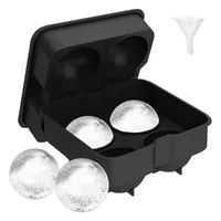 Baking Moulds UPORS 2Pcs Set Ice Ball Maker Novelty Food Grade Silicone Mold With Funnel Flexible Tray 4×4.5cm Round Spheres