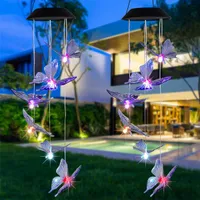 2 V Solar Lampen Intelligente Lichten Controle Ontwerp en Kleur Shell Butterfly Wind Chime Corridor Decoratie Hanger Panel Kleurrijk Licht