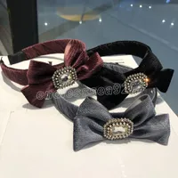 Cute Bow Knotted Hairbands Cloth Solid Women Handmade Solid Bowknot Headbands Crystals Ladies Pearls Bow Head Band Girls