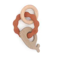 3 In 1 Octopus Pendant Bracelet Teething Wood Ring Baby Toys Food Grade Silicone Nursing Teether