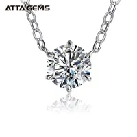 Attagems 925 Silver Halsband Hängsmycke Rund Klipp 1,0ct D Färg Vit Pass Diamant Test för kvinnor Elegant 220114