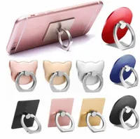 7 designs Custom logo Universal Cell Phone Finger Ring Holder 360 Degree Mobile Phone Grip Stand Metal Lazy Buckle Bracket with gold bag DHL