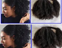 Doğal Hint 3C 4A Bakire Cheveux Afro Kinky Kıvırcık İnsan Saç At Kuyruğu, Sarar Afro Kinky Kıvırcık İnsan İpli At Kuyruğu Posthail