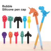Press Bubble Pen Cap Party Favor Decompression Toys Silicone Push Simple Dimple Squeeze Fidget Stationery Relieve Stress for Stude310b