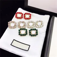 Błyszczące kolczyki Diamentowe Kobiety Urok Kolczyki Panie Listy Studia Pearl Designer Studs Alfabet Charm Kolczyk Luksusowa Biżuteria