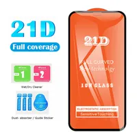 21D Display Protector gehärtetes Glas für iPhone 13 pro max 11 pro Abdeckkante Fit Samsung A21S A71 Huawei P40 Lite mit Papierpaket