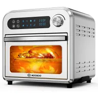 США штамма Moosoo Air Fryer Jupen, 10,6 Qt Air Fryer Toaster Oven Combo с цифровым экраном, 8 в 1 конвекционная печь, нержавеющая сталь, 4 аксессуары, 100 рецепт