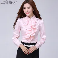 Blusa camisa mujeres moda blusas casual camisas elegante volante collar oficina mujer ropa primavera ropa barata china y200402