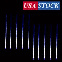 Meteor Shower Rain Lights,Twinkling Romantic Lights for Party, Wedding, Christmas, 20 inch 10 Tubes (Blue)