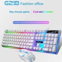 Klavye Renkli LED Işıklı Aydınlatmalı USB Kablolu PC Gökkuşağı Oyun Klavye Mouse Set İspanyolca Kablosuz A