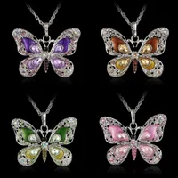 Dames Inlay Crystal Necklace Sieraden Dame Multicolored Butterfly Patroon Mode Retro Hangers Ketting Europa Amerika Kettingen 4CYA J2