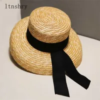 Summer Ribbon hats Designer Straw Hat Beach Sun Lady French Retro Wide Brim Fashion Brand Female 211227