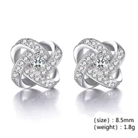 Shinning Crystal Stud Kolczyki Miłość Kobiety Biżuteria Biały Czeski Kobieta Kolczyk Biżuteria 925 Sterling Silver Earring 353 N2