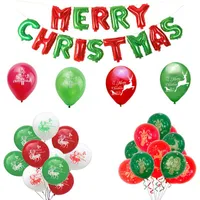 Rojo verde elk santa claus látex globo feliz navidad fiesta decoración feliz navidad letras papeles globos feliz año nuevo