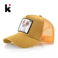 Mesh Baseball Caps met mooie hond borduurwerk patch dames hoed zomer vizier cap mannen outdoor casual hiphop casquette 220209