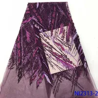 Африканский французский тюль сетка кружева фиолетовый цветовой последовательность кружевной ткани для свадебных материалов блестки ткань нигерия ni23131