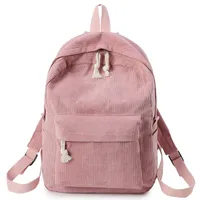 Estilo coreano mochila feminina corduroy design saco de escola para adolescentes mochila listrada mulheres sac um dos