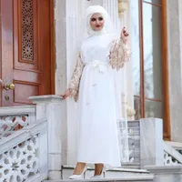 マキシパーティードレスのための女性イスラム教徒のタッセルスパンズアバヤドレスロングカフタンドバイトルコアラビアのイスラムモロッコの控えめな服