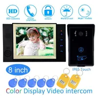 Video Door Phones 8&#039;&#039; Color LCD Phone House Garden Improvement Device Wire Doorbell Release Card Unlock Night Vision IR HD Camera1