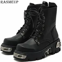 RasmeUp 6cm Style Punk Style Platform Donne Stivaletti Donne Boot Modi Moda Moda Donna Chunky Shoes Decor Decor Nero 201106