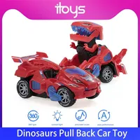 Transformera Dinosaur Led Car Transform Toy Automatic Dino Transformator för barn 3+ år gammal 220119