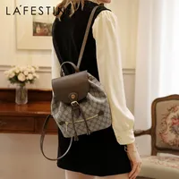 HBP LAFESTIN female new large-capacity fashion trend leather shoulder bag high college student schoolbag travel leisure backpack