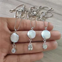 Ketten Süßwasser Perle Winzige runde Herz Wassertropfen Kristall Charm Anhänger Choker Halsketten Collier für Frau Hochzeitsgeschenk1