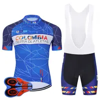 2022 Team Colombia Blue Pro Cyclisme Jersey 19D Gel Vélo Costume MTB Ropa Ciclismo Mens Vélo Été Maillot Culotte Vêtements