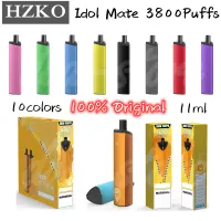 Original Hzko Idol Mate jetable E Cigarette Vape Pen 3800 Puffs 11ml Pod Dispositif Vaporisateur 10 couleurs 1500mAh Mesh Coil Bang XXL