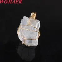 Wojiaer oregelbunden tråd wrap justerbara guldfärg ringar natursten fluorit kristall lila ring för kvinnor bröllop bo904