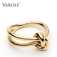 Varole wysokiej jakości ślub wiązane pierścienie dla kobiet złoty kolor anillos mujer anel bożonarodzeniowe prezent