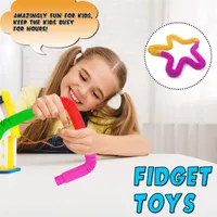 Creativo bricolaje descompresión juguete plástico pop telescópico de felputs seserory juguetes círculo estiramiento cadena tubo juguetes Educación temprana para niños