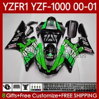 Corps de moto pour Yamaha YZF-1000 YZF R 1 1000 CC YZF-R1 00-03 Bodywork 83NO.44 YZF R1 1000CC YZFR1 00 01 02 03 YZF1000 2000 2001 2002 Kit de carénage verte OEM Repsol