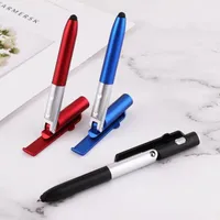 1pcs Multifunction Mobile Phone Stand Holder Pen Ballpoint Folding LED Light 4 In 1 School Office Stationery Supplies