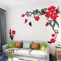 Adesivi murali Arrivo Acrilico Crystal Fashion Flower Flower Vine Farfalla TV fai da te Art Decor 3D decorazione della casa