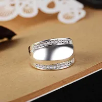 Mode 925 zilveren sieraden vrouwen mannen ring accessoires met zirkoon edelsteen vinger ringen voor bruiloft feestvanger gift groothandel