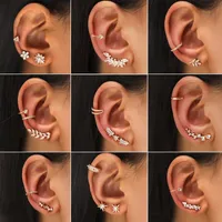 Studio Simple Star Nail petit diamant oreille pince feuille fleur fleur de tournesol perle géométrique zircon sans trou d'oreille