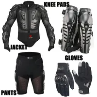 Vestuário de motocicleta um conjunto 4in1 jaqueta / calças curtas joelheiras luvas de proteção / Motocross armour motocross ternos roupas moto luvas1