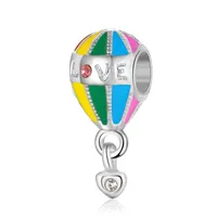Fits Pandora Bracelets 20pcs Summer Rainbow Hot Air Balloon Love Crystal Enamel Pendant Charms Beads Silver Charms Bead For Women Diy European Necklace Jewelry
