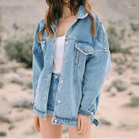 Женские куртки осень 2021 г. Джиншбакта Женская мода карманное пальто с длинным рукавом женский плащ тип тонкий сплошной хлопковой джинсовая ткань верхняя одежда1