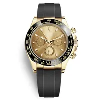 Casual Fashion Ceramic Bezel Black Watches Mens Mekanisk Automatisk rörelse Guldklocka Sport Designer Gummiband Armbandsur Reloj de Lujo Para Hombre
