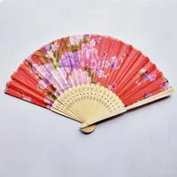 Festa favor 200 pcs chinês chinês japonês dobrável fã segure flor flor de cerejeira bolso mulheres verão artesanato de arte presente1