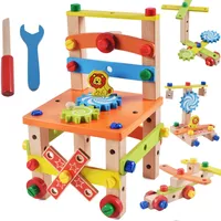 DIYの木製の分解チェアツールアセンブリのナッツチェアの子供のパズルのおもちゃ木製ブロックおもちゃギフト子供2モデルLJ200928
