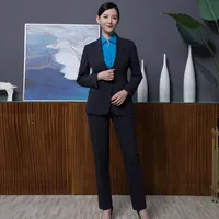 Черные серые клетки костюмы женщины HIGT EED формальное интервью Бизнес тонкий блейзер и брюки офисные дамы мода работы носить черный