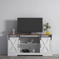 US stock Living Room Furniture TV Stand Sliding Barn Door Modern&Farmhouse Wood Entertainment Center, Storage Cabinet Table with Adjustable a26