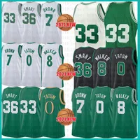 2021 Yeni Jayson 0 Tatum Basketbol Jersey Kemba 8 Walker Erkek Larry 33 Kuş Gençlik Çocuklar Jaylen 7 Kahverengi Mesh Retro Marcus 36 Akıllı Beyaz