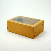 Kraft Siyah Hediye Paketleme Kutusu Pencere Karton Kağıt Kutusu Parti Kek Pişirme Çerezler Şeker Kutuları CCD3509