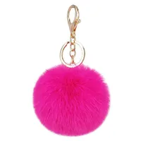 8CM Fluffy Faux Rabbit Fur Ball Keychains Car Handbag Girls school Bag Key Ring Cute Pompom Key Chain Jewelry accessories